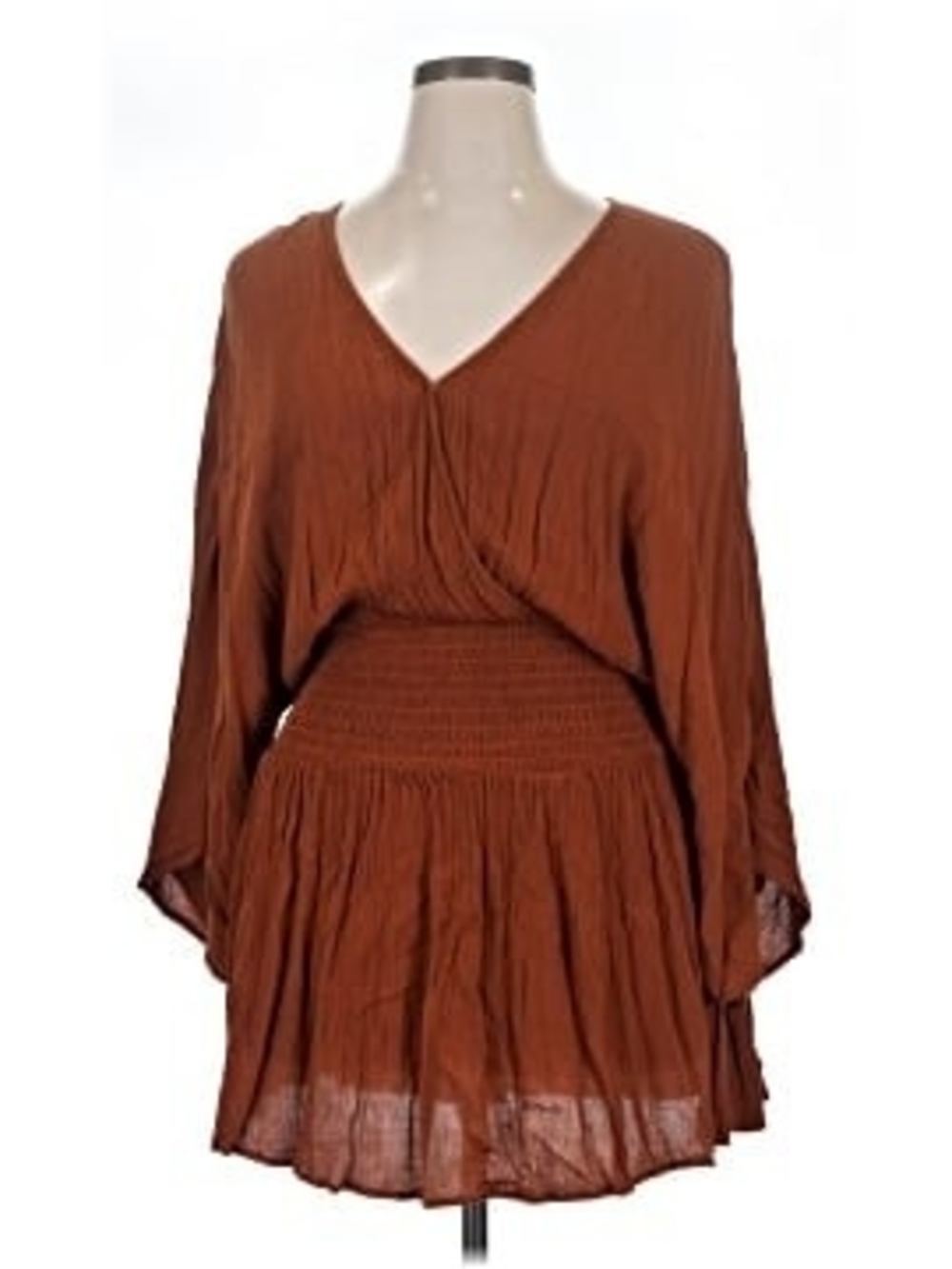 🌼5/$20 Forever 21 Rust Brown V-Neck Smocked Waist Tunic